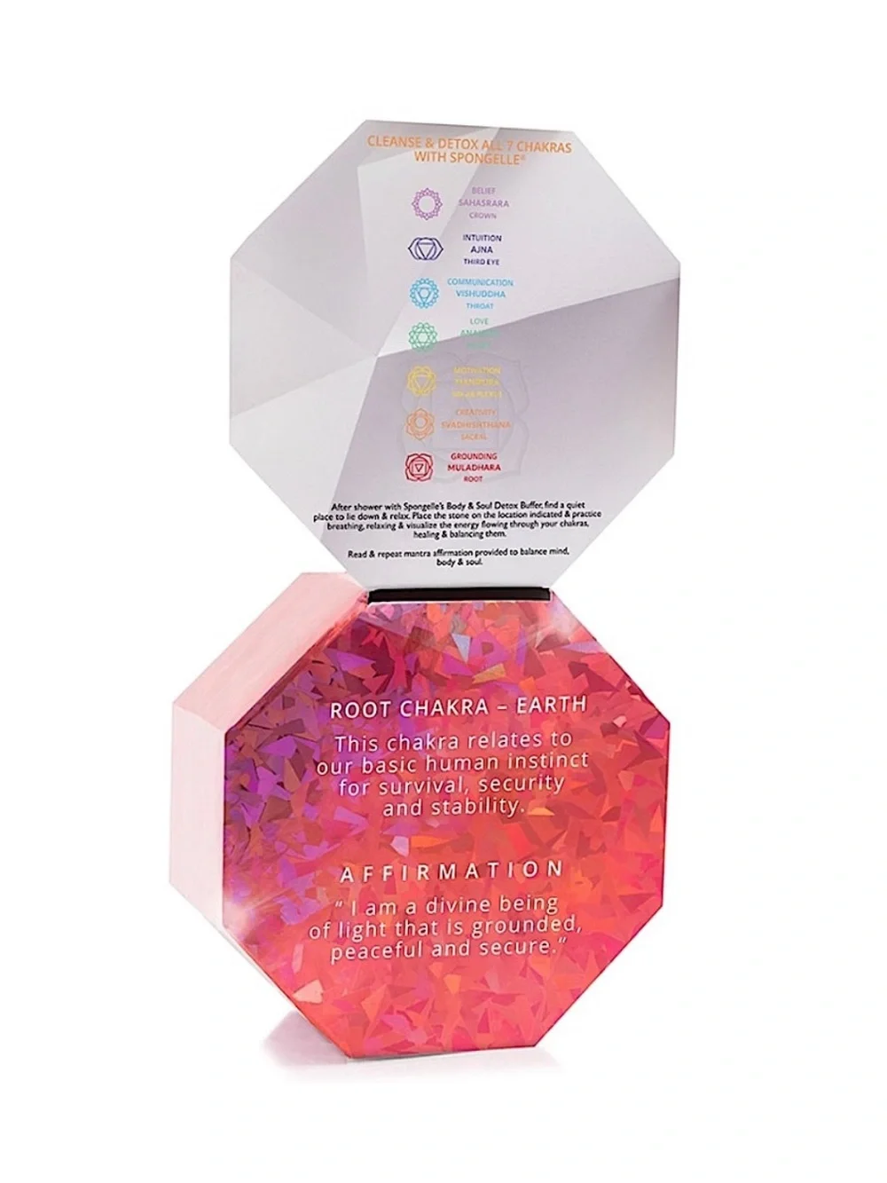 Spongelle Spiritual Detox Buffer Lunar Lime with Red Jasper Root Chakra Stone
